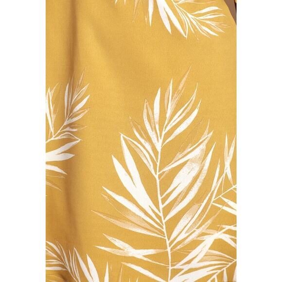 Lulu's Be-Leaf the Hype Off the Shoulder Mini Dress Mustard Party Size M - Picture 5 of 14